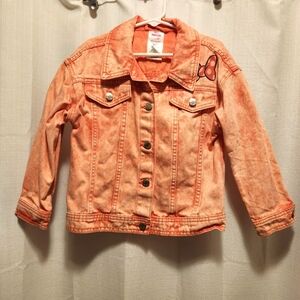 Disney Junior Minnie Mouse Pink Acid Wash Denim Jacket Girls Size 6
